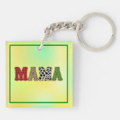 Mama Kerstmis geruite patroonontwerp Sleutelhanger (Achterkant)
