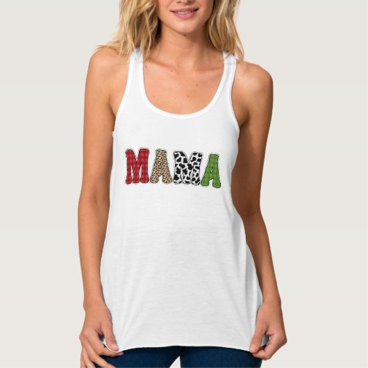 Mama Kerstmis geruite patroonontwerp Tanktop (Voorkant)