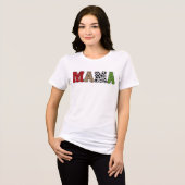 Mama Kerstmis geruite patroonontwerp Tri-Blend Shirt (Voorkant volledig)