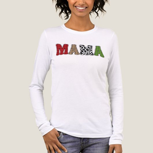 Mama Kerstmis geruite patroonontwerp Tri-Blend Shirt (Voorkant volledig)