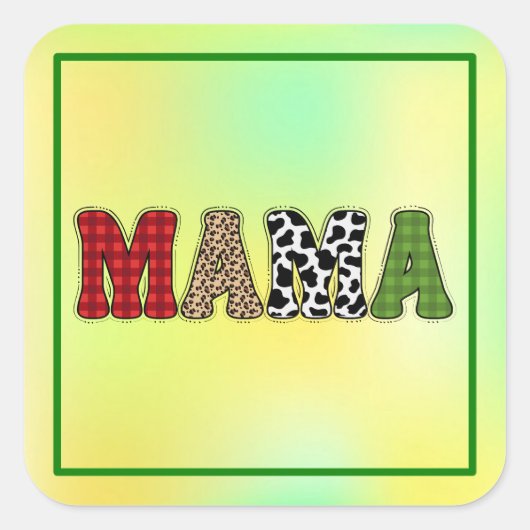 Mama Kerstmis geruite patroonontwerp Vierkante Sticker (Voorkant)