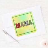 Mama Kerstmis geruite patroonontwerp Vierkante Sticker (Envelop)