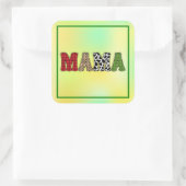 Mama Kerstmis geruite patroonontwerp Vierkante Sticker (Tas)