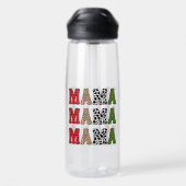Mama Kerstmis geruite patroonontwerp Waterfles (Achterkant)