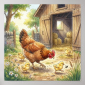 Mama Kip en Kuikens Slaapkamer Poster (Voorkant)
