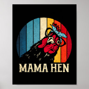 Mama Kip Vintage Kip Moeder Grappige Boerderij Kip Poster