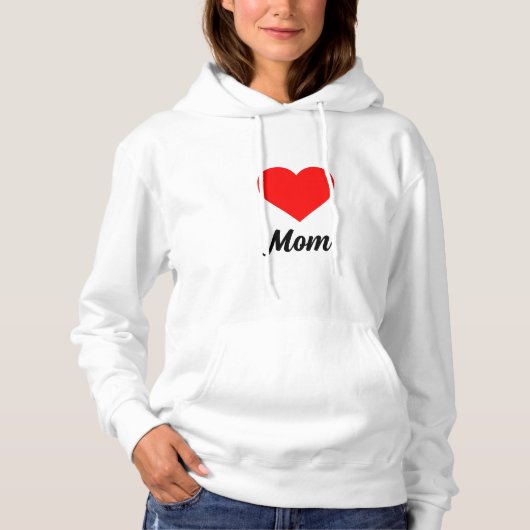 Mama - Klassieke Rode Harttypografie Hoodie (Voorkant)