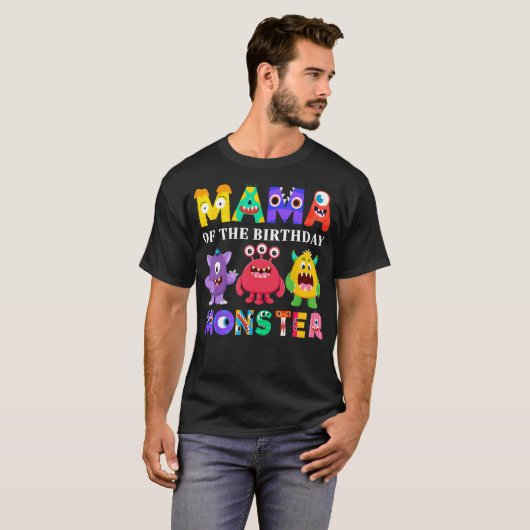 Mama Kleine Monster Kinder 1e Verjaardagsfeestje F T-shirt (Voorkant volledig)