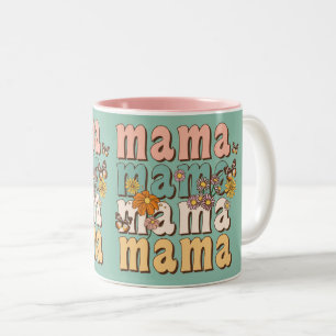 Mama Kleurrijke Moederdag Geschenk Retro Tweekleurige Koffiemok