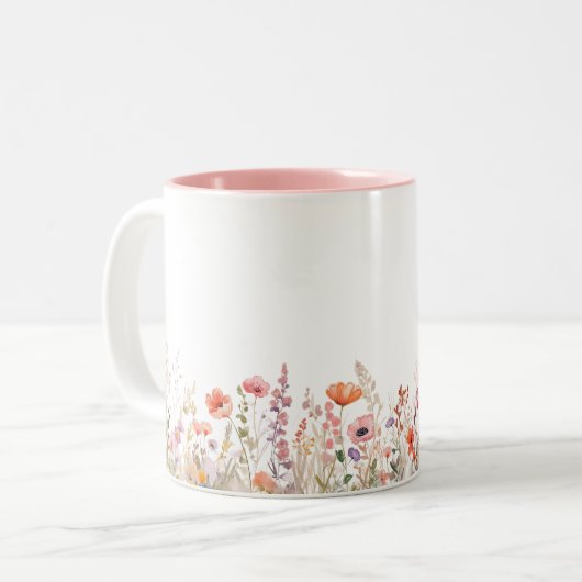 Mama Kleurrijke weide jaar gevestigd Tweekleurige Koffiemok (Voorkant links)