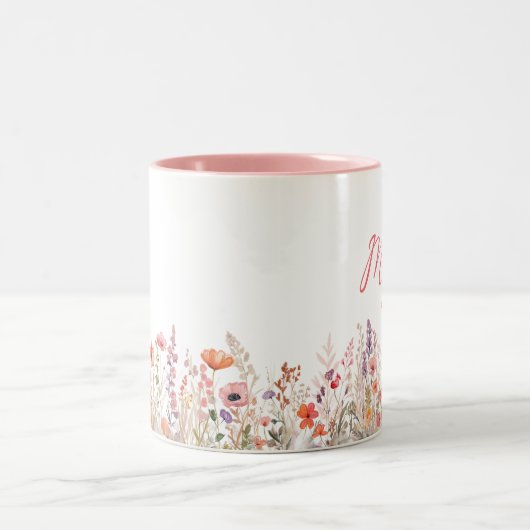 Mama Kleurrijke weide jaar gevestigd Tweekleurige Koffiemok (Center)