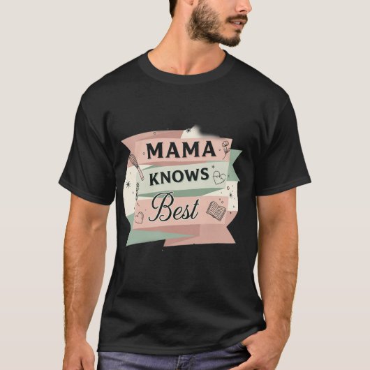 Mama Knows Best Retro Kitchen & Wisdom T-shirt (Voorkant)