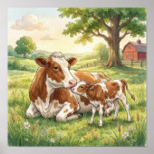 Mama Koe en Kalf Nursery Poster (Voorkant)
