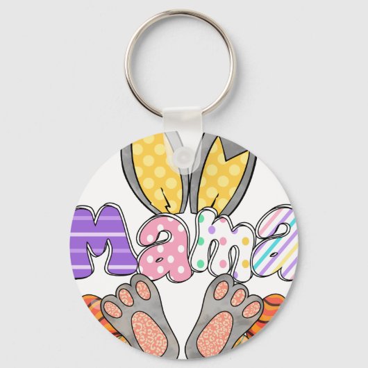 mama konijn (2), retro, vintage sleutelhanger (Voorkant)