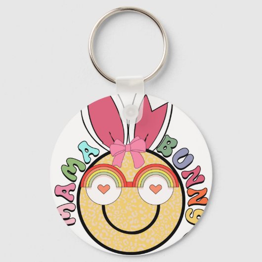 mama konijn (3), retro, vintage sleutelhanger (Voorkant)