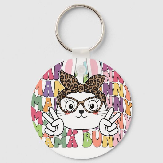 mama konijn (4), retro, vintage sleutelhanger (Voorkant)