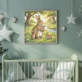 Mama Konijn en Haar Baby's Peuterspeelzaal Poster