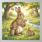Mama Konijn en Haar Baby's Peuterspeelzaal Poster (Voorkant)