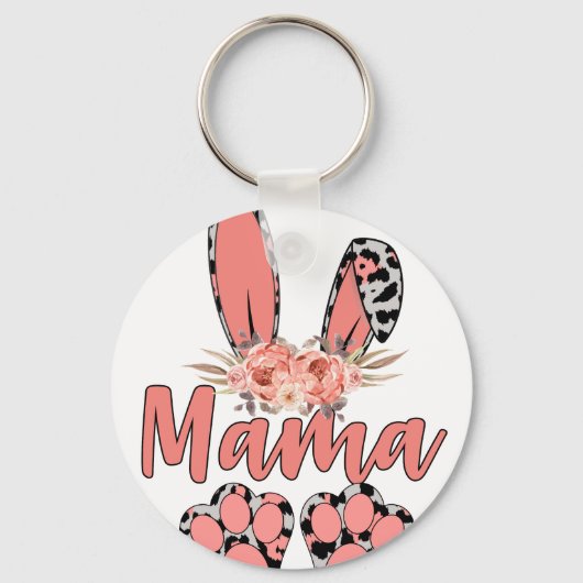 mama konijn, retro, vintage sleutelhanger (Voorkant)