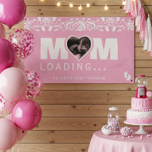Mama Laadt Foto Echografie Roze Baby Shower Spandoek