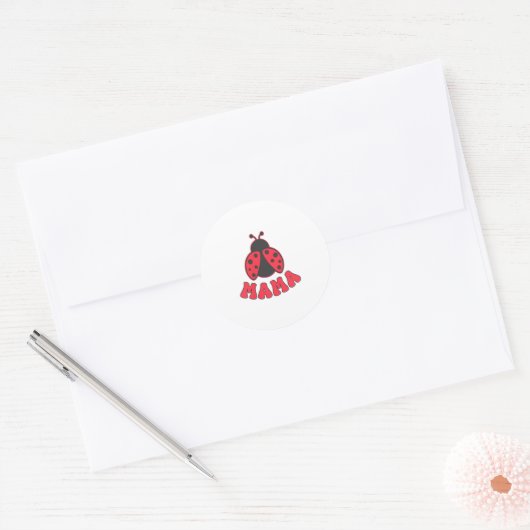 Mama Ladybug First Birthday Girl Family Matching P Ronde Sticker (Envelop)