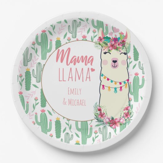 Mama Lama Feest Baby Meisje Verjaardagsfeest Parti Papieren Bordje (Voorkant)