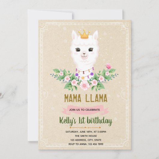 Mama lama uitnodiging (Voorkant)
