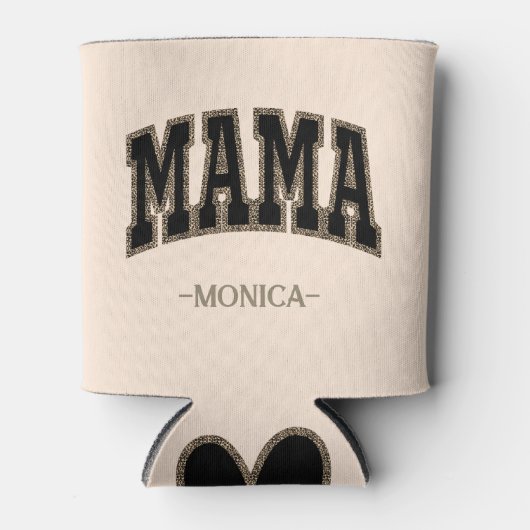 Mama Leopard hart goud en zwart Blikjeskoeler (Voorkant)