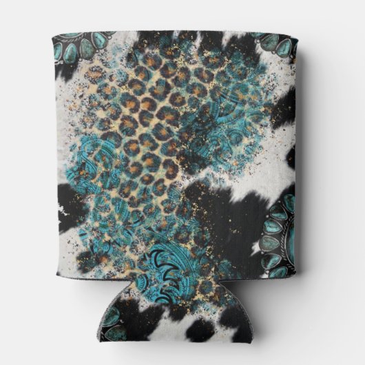 Mama Leopard Koe Turquoise sublimation Blikjeskoeler (Achterkant)