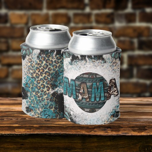 Mama Leopard Koe Turquoise sublimation Blikjeskoeler
