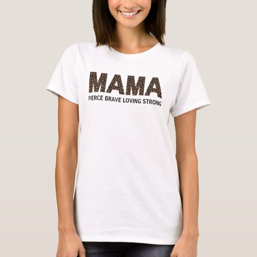 MAMA Leopard Print Gepersonaliseerde Tekst Wit T-s T-shirt (Voorkant)