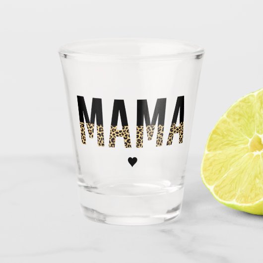 Mama Leopard print Typografie mam Gifts Shot Glas (Voorkant)