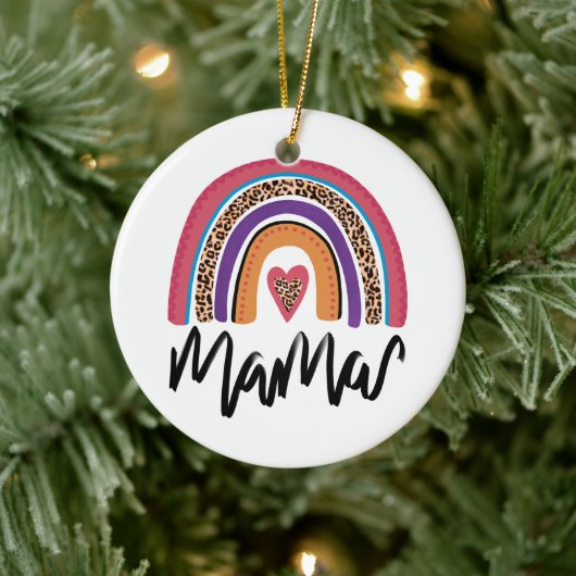 Mama Leopard Rainbow Keramisch Ornament (Boom)