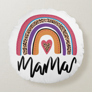 Mama Leopard Rainbow Rond Kussen