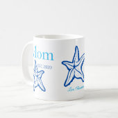 Mama Lieve Blauwe Zeester Strand Mok (Voorkant links)