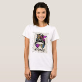 Mama life Bleaching Rainbow Leopard Mama T-shirt (Voorkant volledig)