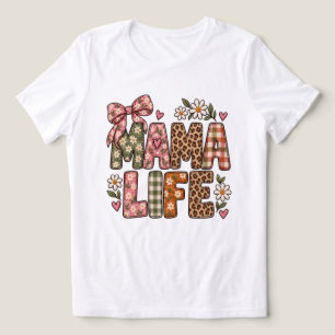Mama Life Bloemstuk Luipaard Streep Coquette Strik Tri-Blend Shirt
