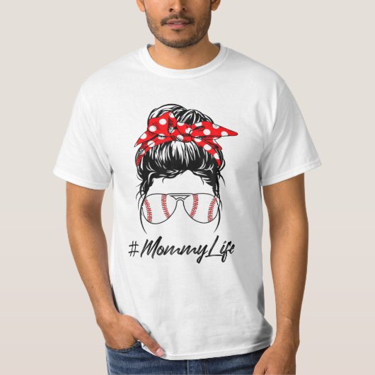 Mama Life Messy Bun Zonnebril T-shirt (Voorkant)