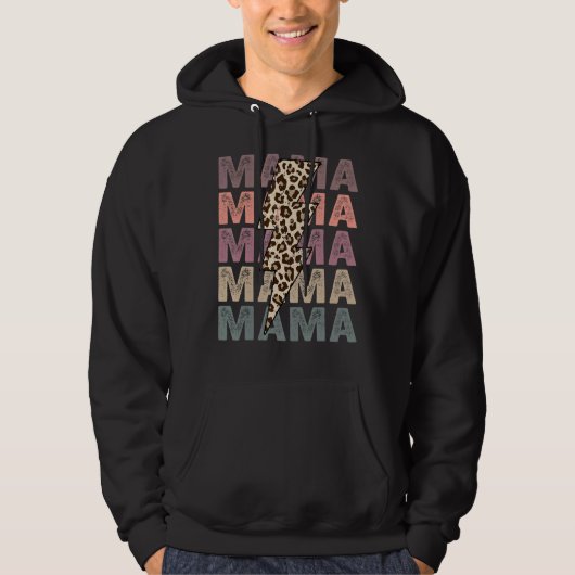  mama Lightning Bolt Leopard Mam Mothe Hoodie (Voorkant)