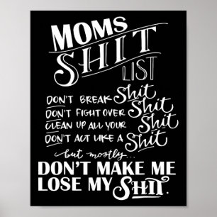 Mama Lijst Momlife Funny Mom Moederdag Poster