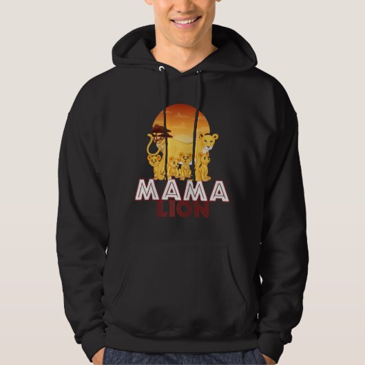 Mama Lion Big Cat Familie Moederkinderen Hoodie (Voorkant)