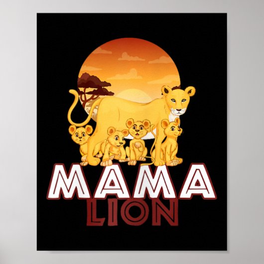 Mama Lion - Big Cat Family Moeder Children T-shirt Poster (Voorkant)