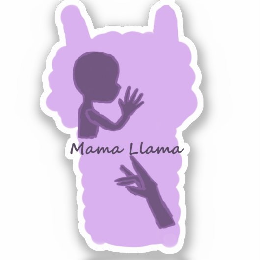 Mama Llama ASL sticker optie 2 (Voorkant)