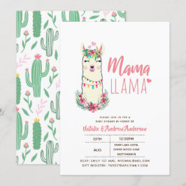 Mama Llama Baby shower Fiesta Cacti Cute Girls Kaart