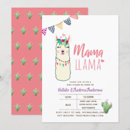 Mama Llama Baby shower Fiesta Cacti Cute Girls Kaart