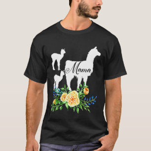 Mama Llama Bloemen Moeder van twee Bloemen Alpaca T-shirt