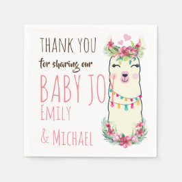 Mama Llama Cute Girls Floral Baby shower Party Servet