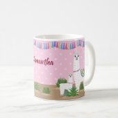 Mama Llama en Baby Llama Pink Polka Dot Koffiemok (Voorkant rechts)