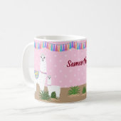Mama Llama en Baby Llama Pink Polka Dot Koffiemok (Voorkant links)