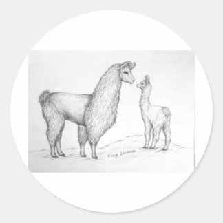 Mama Llama en Cria Ronde Sticker